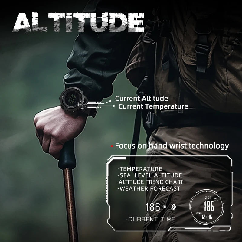 Montre Tactique North Edge Apache-46 – Altimètre, Baromètre, Boussole, Étanchéité 50M – Idéale pour les Aventuriers