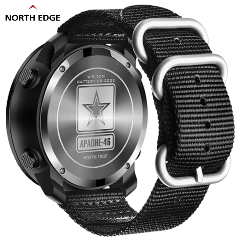 Montre Tactique North Edge Apache-46 – Altimètre, Baromètre, Boussole, Étanchéité 50M – Idéale pour les Aventuriers