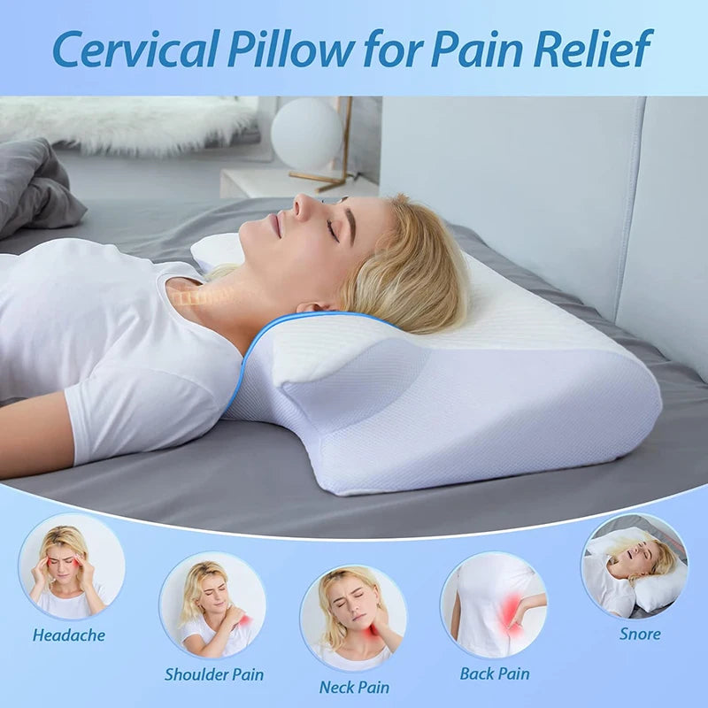Oreiller Cervical Ergonomique – Soulage les Douleurs au Cou | Mémoire de Forme 2-en-1