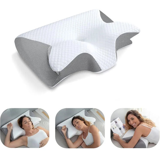 Oreiller Cervical Ergonomique – Soulage les Douleurs au Cou | Mémoire de Forme 2-en-1