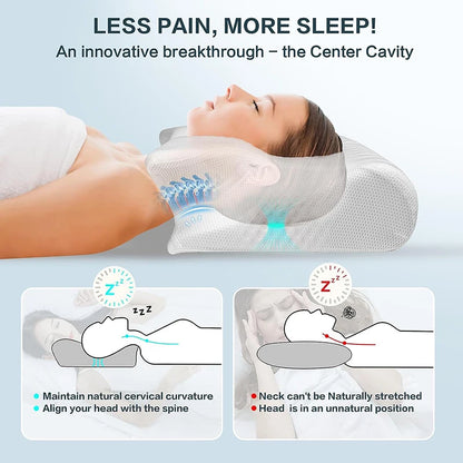 Oreiller Cervical Ergonomique – Soulage les Douleurs au Cou | Mémoire de Forme 2-en-1