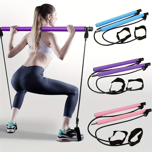 Kit Barre de Pilates Multifonctionnelle – Entraînement Complet à Domicile avec Bandes de Résistance
